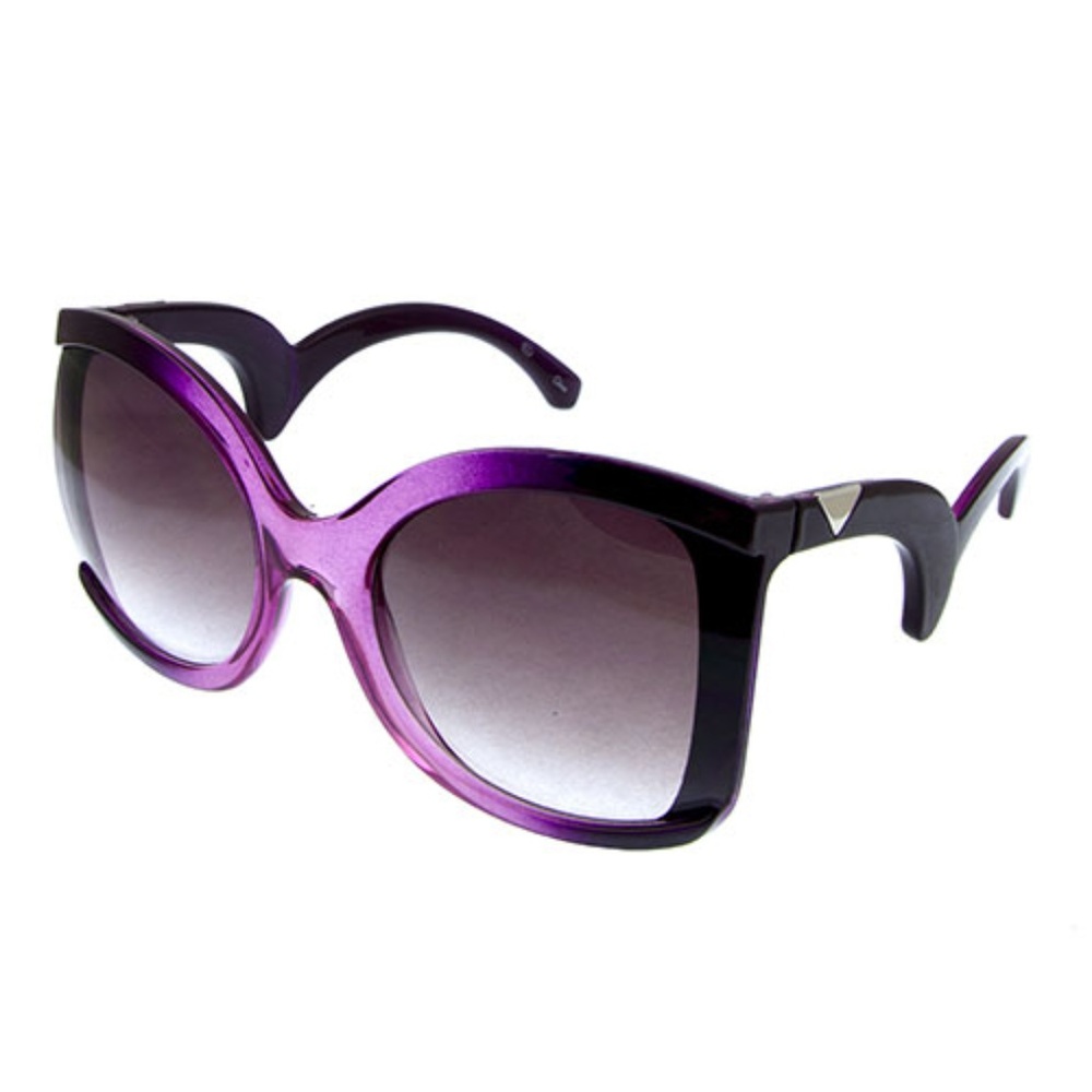 Purple Ombre Butterfly Frame Wavy Arm Sunglasses